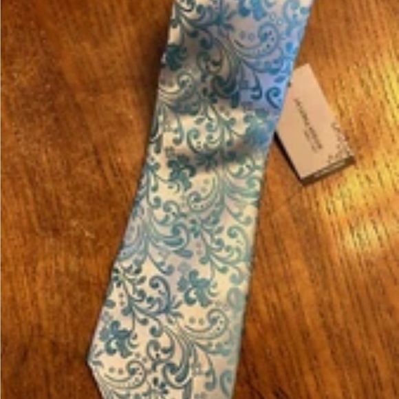 Jason & Vogue Blue Floral Patterned 100% Silk Tie NWT!! - Picture 1 of 8